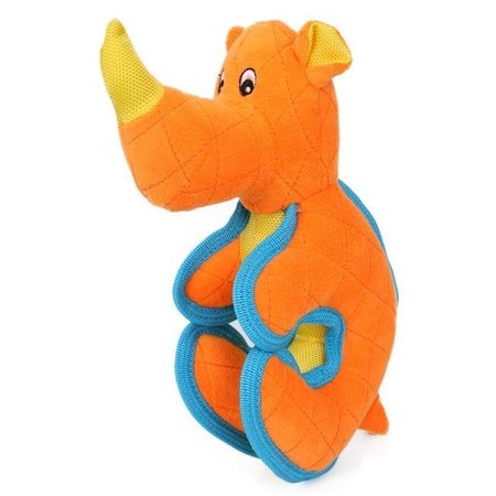 PET LIFE Pet Life DT27OR Cartoon Funimal Plush Animal Squeak Chew Tug Dog Toy; Orange - One Size DT27OR